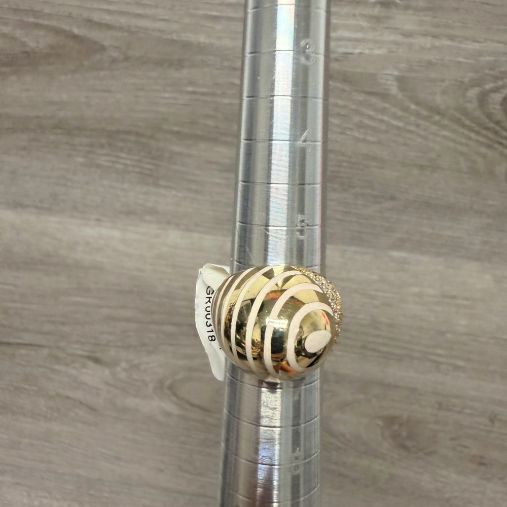 Gold Tone and Sterling Silver Striped Ring .925